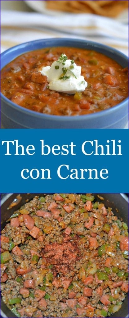 This chili con carne will have you begging for more. It has the perfect amount of spice and is so addicting!