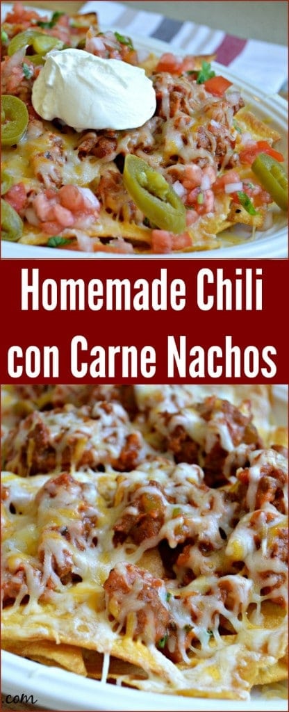 Homemade Chili Con Carne Nachos - these are sure to be a hit at your next party. 