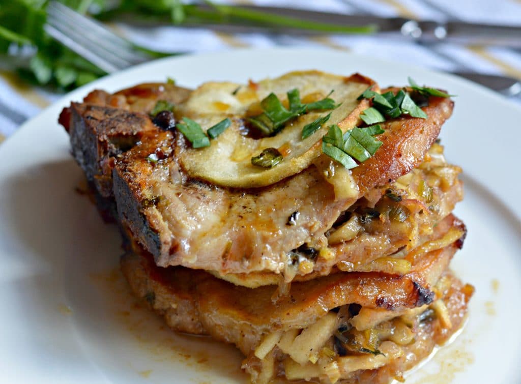 Apple Stuffed Pork Chops are a perfect option for a weeknight meal. 