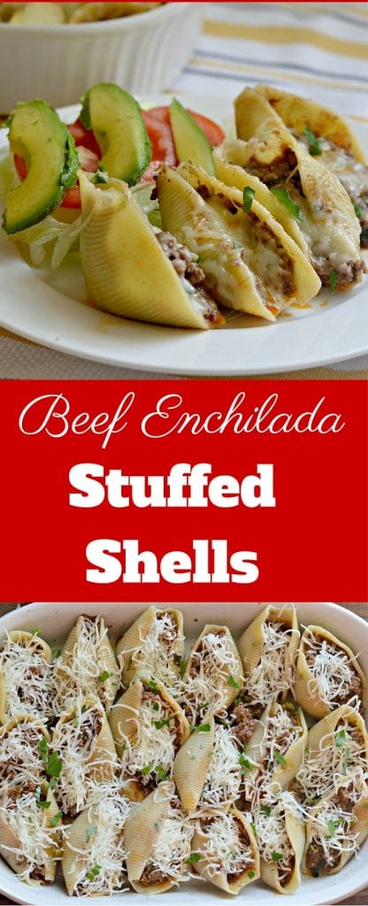 These Beef Enchilada Stuffed Shells are perfect for any night of the week. They are easy to make and the flavor combination is amazing!