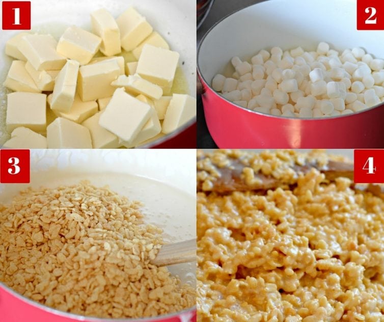 The process for making rice krispie treats is so easy!
