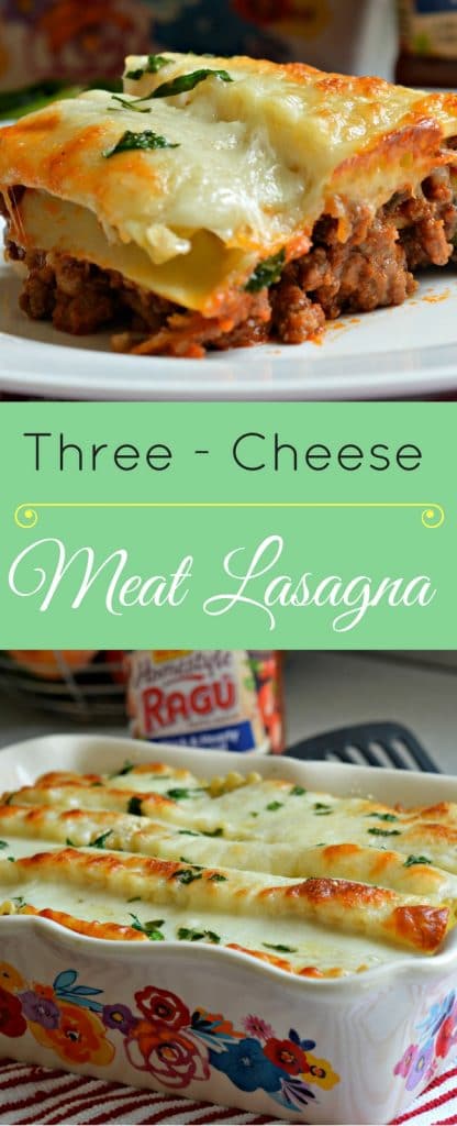 This three cheese meat lasagna combines mozzarella, provolone, and parmesan cheese with italian sausage and ground beef for an explosion of flavor!
