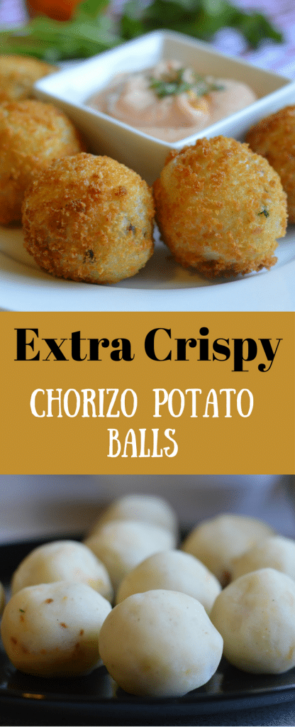 These Extra Crispy chorizo potato balls are so easy to make and perfect for any occasion. We especially love to eat them while watching our favorite shows or games on TV. 