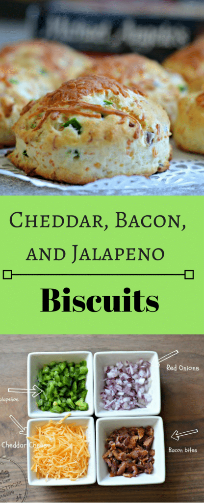 These Cheddar, Bacon, and Jalapeno biscuits are delicious and go perfectly with just about any main dish. 