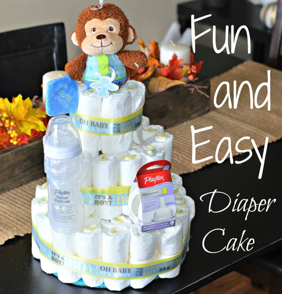 EASY 2 tier diaper cake - Baby shower idea - HOW TO MAKE tutorial - Table  centerpiece or gift - 1 package of newborn diapers
