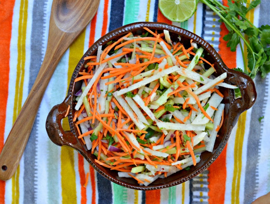 Jicama and Cucumber Slaw with Sweet and Spicy Dressing 