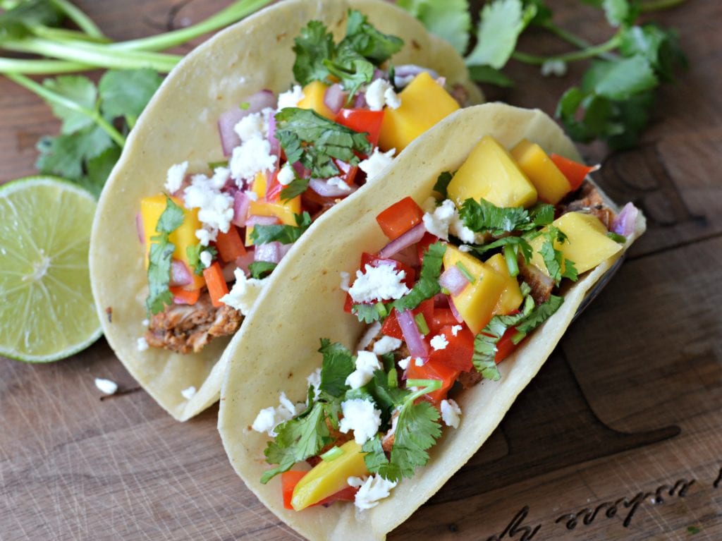 Delicious Jerk Chicken Tacos with Mango Salsa - My Latina Table